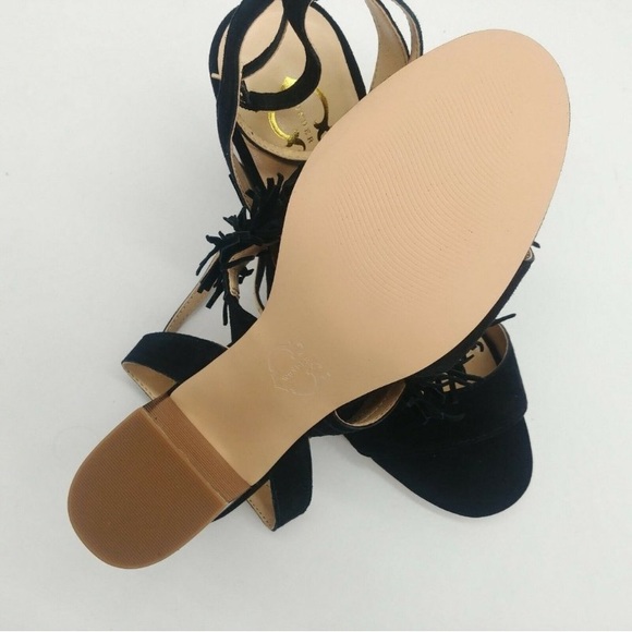 NWB C Wonder Gabrielle Black Slingback Heels Sandals Leather Suede Fringe Sz 8 - Picture 11 of 16